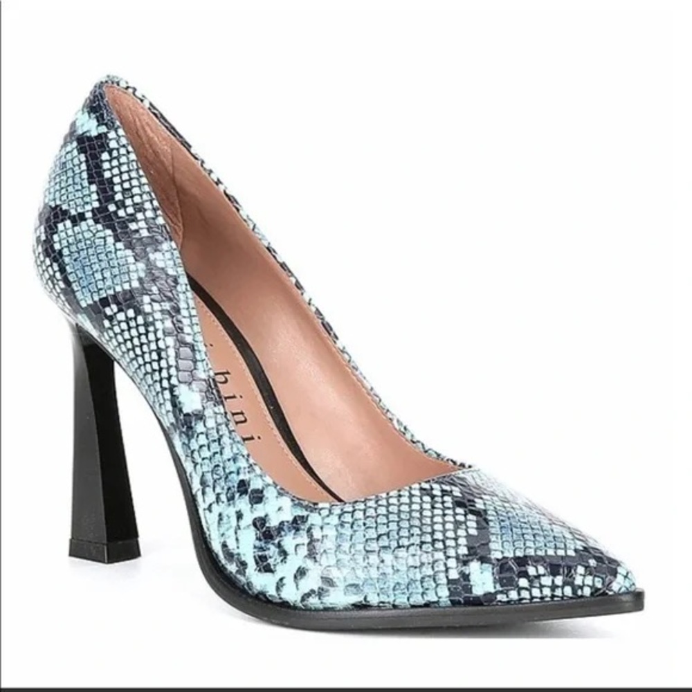 Gianni Bini Teal and Black Snakeskin Heels